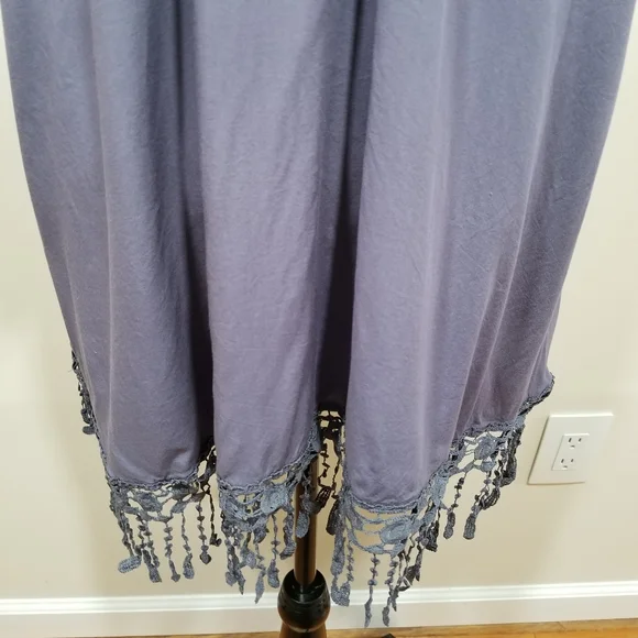 Strappy Midi Boho  Dress with Shoulders Down, Very Light Dark Blue Color, SIZE L - Picture 13 of 17